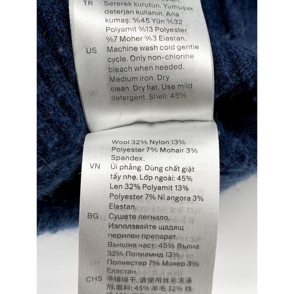 COS Women's Blue Knit Wool-Blend Relaxed-Fit Crewneck Long Sleeve Sweater SZ L - Picture 9 of 11